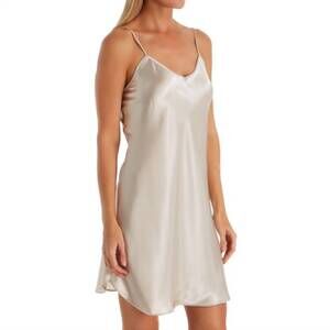 NEW SHADOWLINE LINGERIE satin essentials adjustable strap chemise in taupe